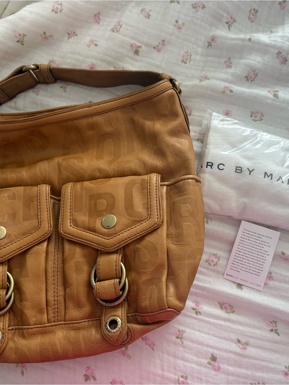 Marc by Marc Jacobs Tan Logo-Embossed Leather Hobo